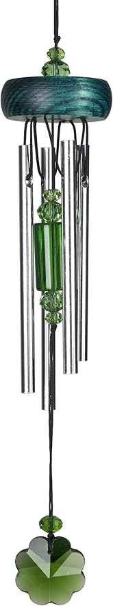Woodstock Chimes Signature Collection, Gem Drop Chime, 10'' Shamrock Décor Designs - Small Chimes Wind Chimes for Outdoor, Patio, Home or Garden Décor (GEMSH)