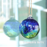 VCUTEKA Hanging Garden Gazing Ball, Hand-Blown Glass Witch Ball for Outdoor Garden Décor, 6" Colorful Swirl