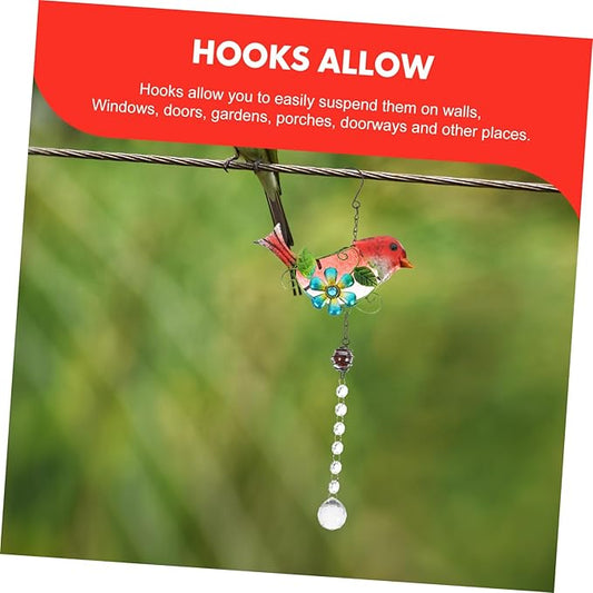 INOOMP Stained Bird Hanging Decor Bird Ornament with Crystals for Garden and Home Vibrant Art Sculpture for Tree and Outdoor Scene