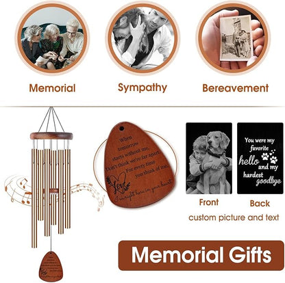 Personalized Wind Chimes Memorial Engraved Gift,Custom Sympathy Wind Chime for Loss of Loved One,Customized Mother Father Dog Pet Family Remembrance Bereavement Gifts