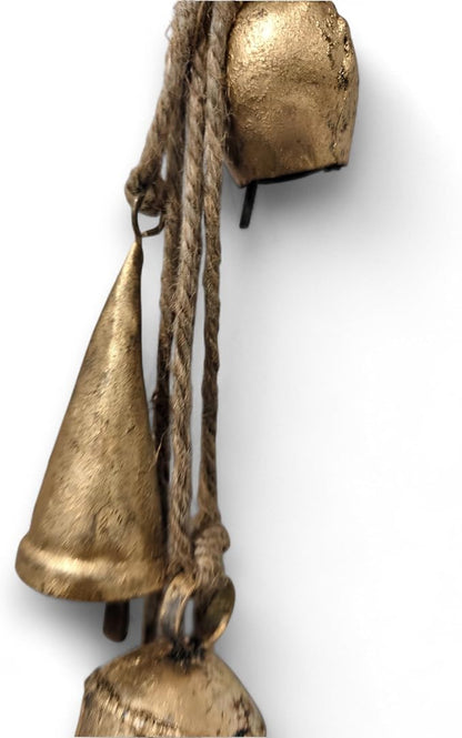 Rustic Iron Metal Bells Hanging Wind Chimes | Set of 6 Vintage Bells for Outdoor & Indoor Patio Garden Decor | 40 cm Length