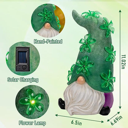 twinbling Large Garden Gnome Statue with Solar Lights, Outdoor Patio,Lawn,Yard,Balcony Garden Decor (6.5"*6.7"*11")