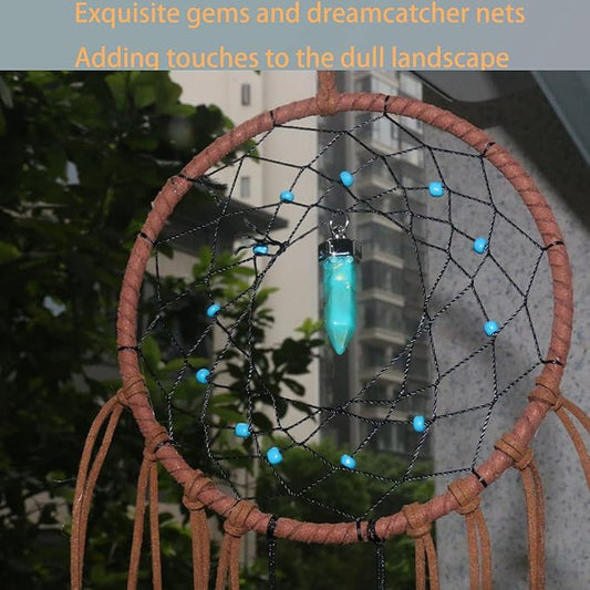 dreamcatcher wind chimes, Indian feather round net wind chimes, creative wind chimes for balcony, study, bedroom hanging decoration (metal deer head dreamcatcher wind chimes)