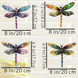 Set of 4 Colorful Dragonfly Metal Sign Art Decor,4Pcs Dragonflies Silhouette Wall Hanging Gifts for Birthday Housewarming,Dragonfly Ornament Decorate for Fence Garden Yard Patio Farmhouse Ranch