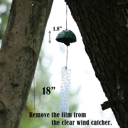 Japanese Wind Chime Cast-Iron Outdoor Ornament for Garden, Patio & Balcony, Hanging Metal Wind-Bell Decoration Gift, Blessing Pendant Windchimes & PVC Wind-Catcher, Hydrangea
