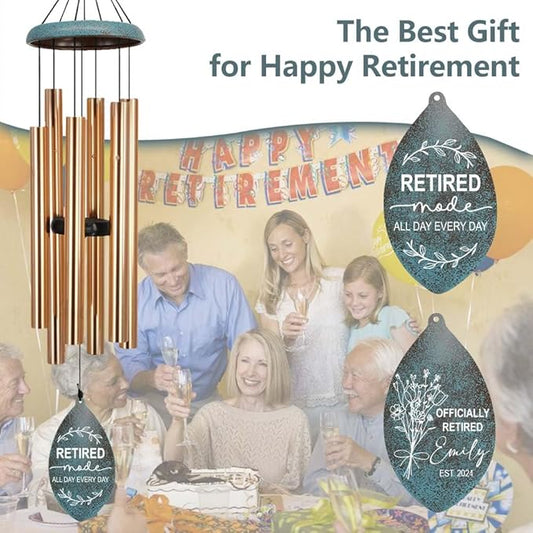 ASTARIN Personalized Happy Retirement Gift, Produced in USA Retirement Wind Chimes for Women Men, 35" Large Deep Tone Wind Chime Retire Gifts for Teacher Co-Workers Boss Husband Friends Parents