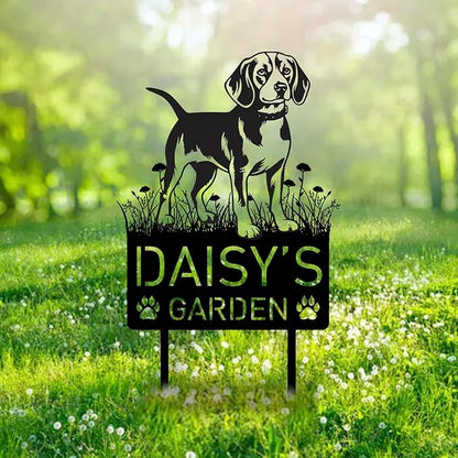 Custom Beagle Dog Metal Memorial Garden Stake Personalized Pet Grave Marker Name Sign Remembrance Stake Decor Sympathy Dog Loss,Outdoor Statues for Yard Garden Lawn Patio Pathway Grave Gift.