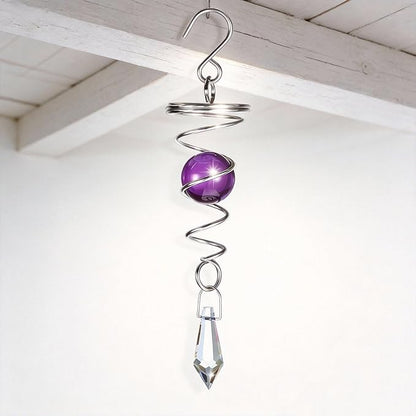 Hanging Wind Spinner, 2 Pieces, Blue and Purple Stainless Steel Decorative Wind Spinner with Swivel Hook for Smooth Spinning, Perfect Indoor Outdoor Garden Ornament, Patio & Yard