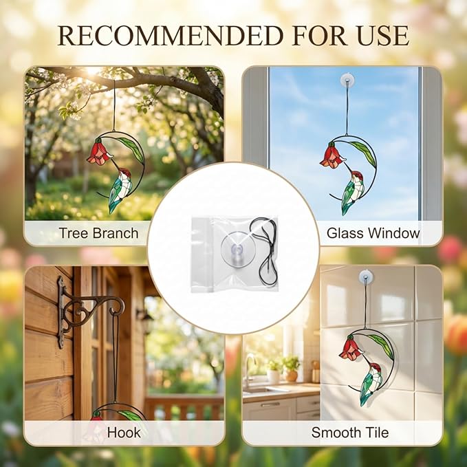 Hummingbird Gifts for Women, Hummingbird Sun Catcher for Window Hanging, Mothers Day for Mom Grandma Bird Lovers, Spring Suncatcher Garden Decor for Indoor Outdoor Windows(3)