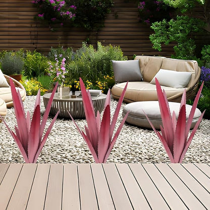 EROCK 2 Pcs Tequila Rustic Sculpture, Wind Resistant Metal Agave Plant Outdoor Home Decor, DIY Rustic Hand Painted Metal Agave Garden Art Plant Country Sculpture Statue Patio Stake Lawn Ornament Gift
