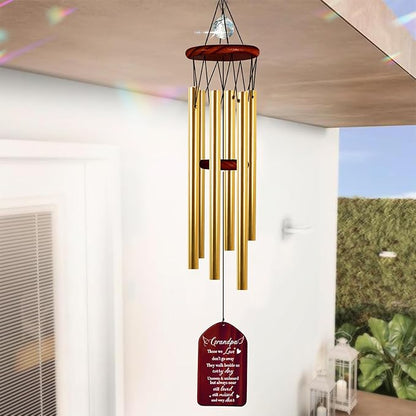 Grandpa Crystal Memorial Wind Chimes Christmas Sympathy Keepsake Remembrance Quote Gramps Dada Papi Grandfather Pass Away Condolence Funeral Gift Cherished Memory Window Garden Decor HW12-RW-GP