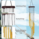 6 Pieces 28 Deep Tone Memorial Wind Chimes with 6 Aluminum Tubes Gold Aluminum Tubes Soothing Melody for Outdoor Garden Patio Home Farmhouse Decor