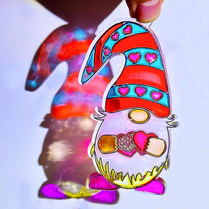 AUEKIV Valentines Suncatcher Crafts Kit 24sets Heart DIY Window Paint Art Suncatchers,Bear Sun Catchers for Valentine's Day Mother's Day Gift Exchange Classroom Art Project Party Favors