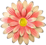 KorBabec 1 Pcs Metal Flower Wall Art Decor for Indoor Outdoor, 7.9" Metal Sunflower Wall Art for Garden Backyard Decor, Multiple Layer Hanging Flower Wall Decor for Bathroom, Living Room, Porch (Pink)