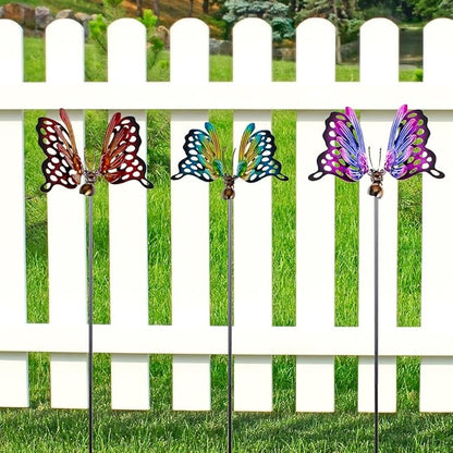 3 Pack Butterfly Decorative Garden Stakes,Metal Openwork Colorful Butterflies Yard Art Garden Stakes for Outdoor Lawn Pathway Patio Plant Pot Flower Bed Ornaments