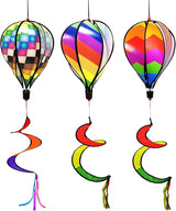 timecity 3pcs Hot Air Balloon Wind Spinner Rainbow Garden Pinwheels Whirligigs Wind Spinner Windmill Striped Rainbow Windsock Rotating Sequins Windmill Wind Twister Hanging Decor
