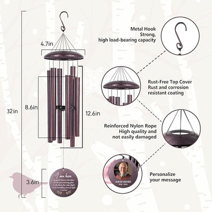ASTARIN 32 in Wind Chimes for Loss of Loved One, Personalized Photo Wind Chime, Bereavement Gifts for Loss of Father, Sorry for Your Loss Gifts, Condolences Windchime, Produced in USA
