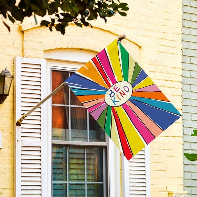 AVOIN colorlife Be Kind Rainbow Sunshine Pride Garden Flag Double Sided, LGBTQ+ Community Parade Yard Outdoor Decoration 28 x 40 Inch