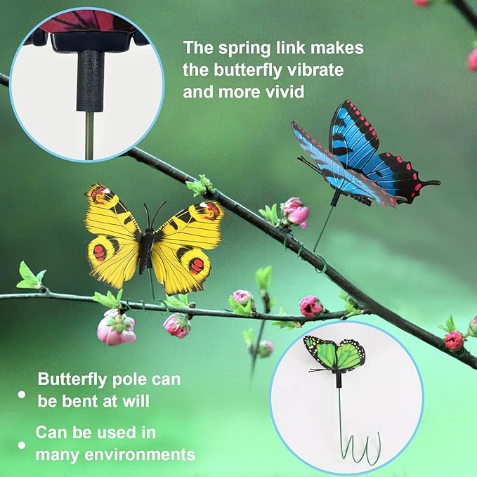 Augshy 75 Pcs Butterfly Decoration Stakes Garden Butterfly Wing Width 3.5in Ornaments for Indoor/Outdoor Christmas Decor