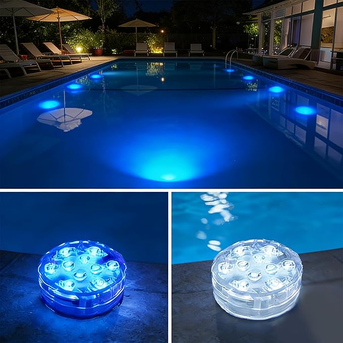 Submersible Led Battery Operated Spot Lights with Remote, Multi Color Changing Waterproof Light, 16 Colors 4 Modes Battery, for Pool, Pond, Party