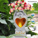 Angel Garden Statue Outdoor Decor, Cemetery Vase with LED, Family Garden Memorial Statue, Crying Angel (White) with Solar Lights