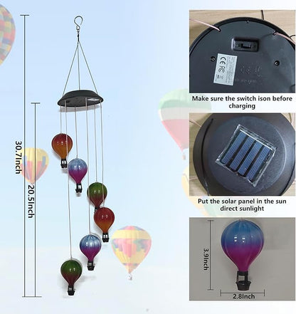 Hot Air Balloon Solar Lantern Waterproof,Solar-Powered Wind Chimes for Garden,Hot Air Balloon Solars Lights Outdoor,Hanging Camping Light Colorful Changing for Patio,Backyard,Lawn,Porch,Garden
