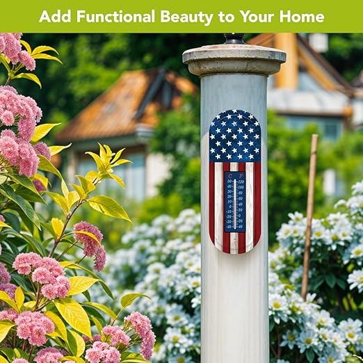 Briarwood Lane Wooden Flag Metal Thermometer