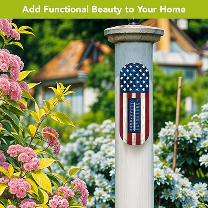 Briarwood Lane Wooden Flag Metal Thermometer