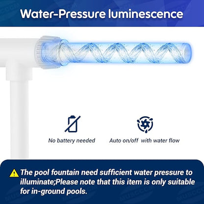 Pool Fountain for Inground Pools, Pool Sprinkler Fountain Upgraded Hydro-Powered Glow Adjustable Spray, Pool Waterfall Fountain Pool Accessories、Cooling & Relaxation
