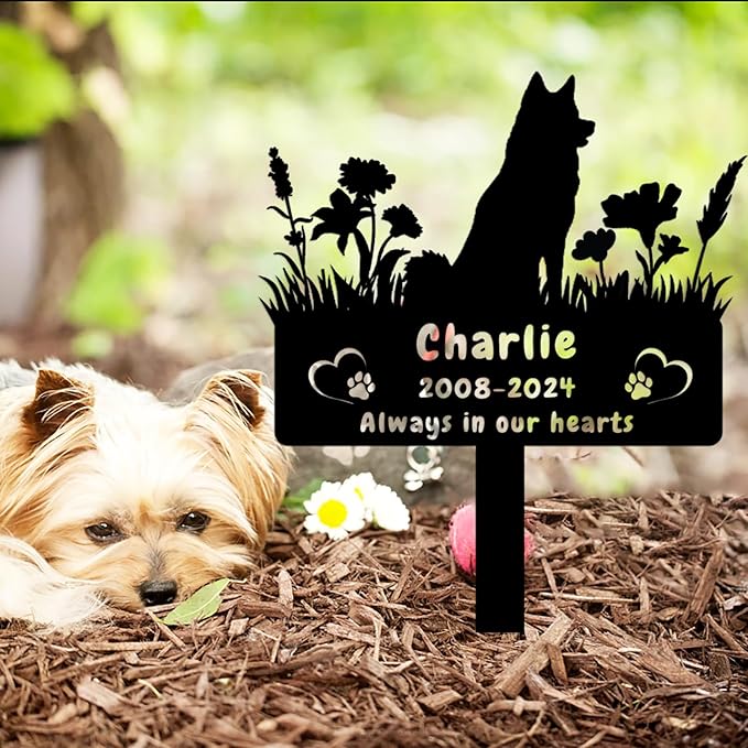 Personalized Husky Dog Memorial Grave Marker,Custom Flora Dog Memorial Garden Stake,Dog Memorial Plaque Burial Stake Engraved Sign,Dog Sympathy Grave Stake,Dog Memorial Statue Headstone