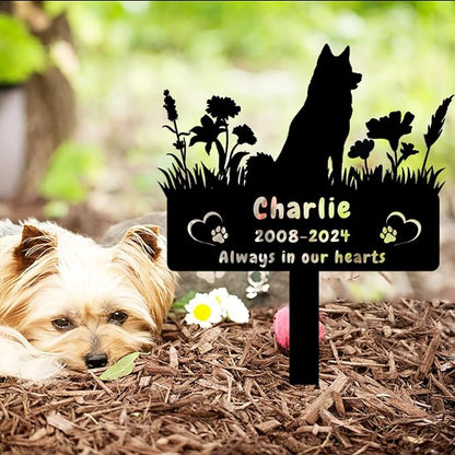 Personalized Husky Dog Memorial Grave Marker,Custom Flora Dog Memorial Garden Stake,Dog Memorial Plaque Burial Stake Engraved Sign,Dog Sympathy Grave Stake,Dog Memorial Statue Headstone