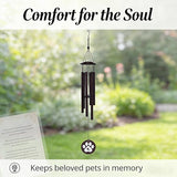 Premium Metal Pet Memorial Wind Chime with Paw Print, Black, for Dog Cat Remembrance, Garden Outdoor Sympathy Bereavement Gift (26inch)