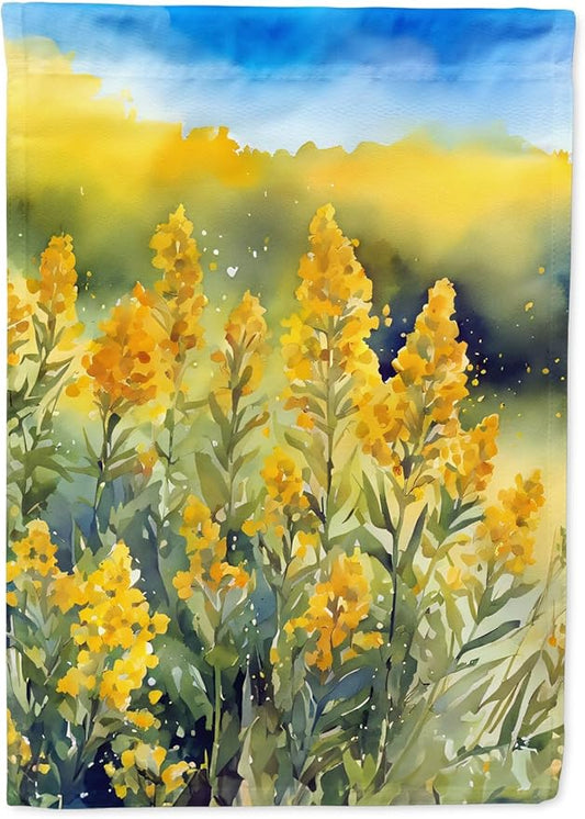 Caroline's Treasures Nebraska Goldenrod in Watercolor Garden Flag Mailbox Flag Decorative Yard Flag Banner Outside Patio Artwork Yard Flower Beds, Garden Size, Multicolor