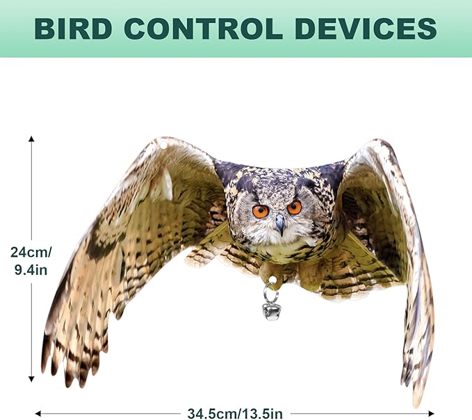 Owls to Keep Birds Away: 4Pcs Fake Owls with Reflective Tape for Garden Patio, Bird Scare Reflective Hanging Decoration to Keep Birds Pigeon from Windows Tree Garden