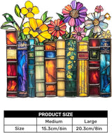 Jesuspirit - Window Hanging Suncatcher – Crystal Clear Acrylic & Wood Sun Catcher for Home Decor, for Women (Vintage Flower Book, 8 Inches)