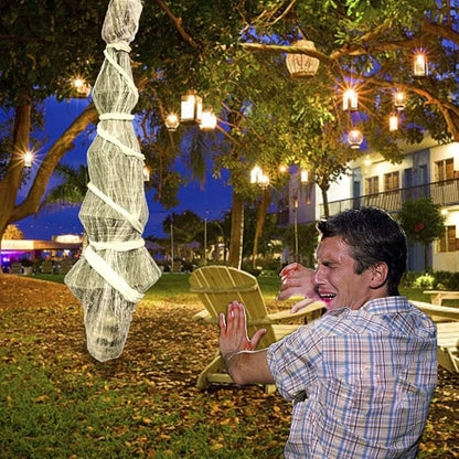 Halloween Decorations Outdoor - 70 Inch Hanging Corpses Props Scary Skeleton Body Inside Spider Web Halloween Yard Indoor & Outdoor Decor Halloween Party Favors Haunted House Decorations