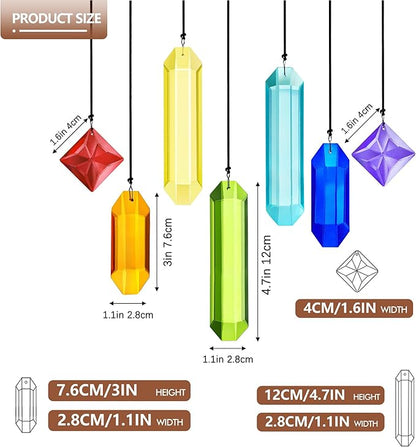 7PCS Crystal Prism Suncatchers Set Rainbow Window Hanging Decor with Hanging Hooks for Home Garden
