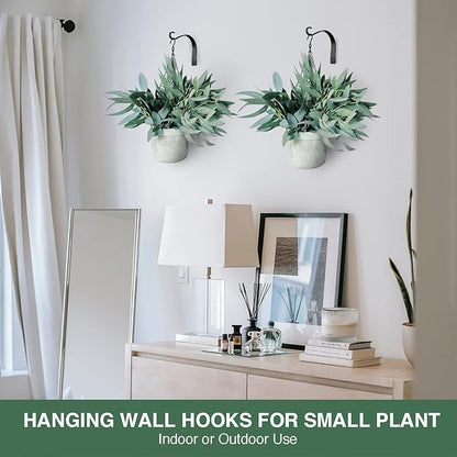 YBW ROBLUX 2 pcs Hanging Wall Hooks for Decorative Candle Lanterns,Outdoor Solar Lanterns,Decor Ligths,Jar Sconce,Wind Chime,Bird Feeders,Outdoor or Indoor Small Plant Bracket Hooks Black (5.11-Inch)