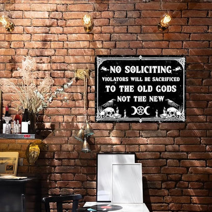Witchy Bathroom Metal Sign - Dark Humor No Soliciting Signs, Spooky Home Decor Aesthetic Aluminum Rust Free 9" X 11", Pre-Drilled Holes, Weather Resistant