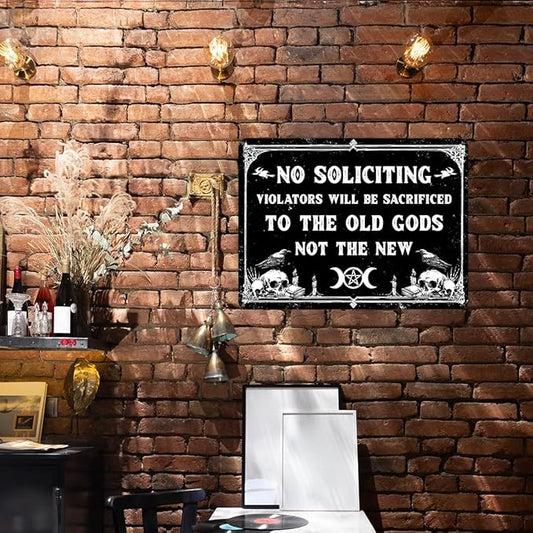 Witchy Bathroom Metal Sign - Dark Humor No Soliciting Signs, Spooky Home Decor Aesthetic Aluminum Rust Free 9" X 11", Pre-Drilled Holes, Weather Resistant