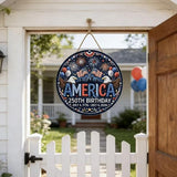 250th Anniversary America Window Hanging Suncatcher，Bald Eagle American Flag Designs Blue Sun Catcher Decor ，Patriotic Supplies Home Party Independence Day Accessories