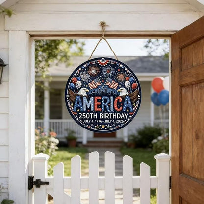 250th Anniversary America Window Hanging Suncatcher，Bald Eagle American Flag Designs Blue Sun Catcher Decor ，Patriotic Supplies Home Party Independence Day Accessories
