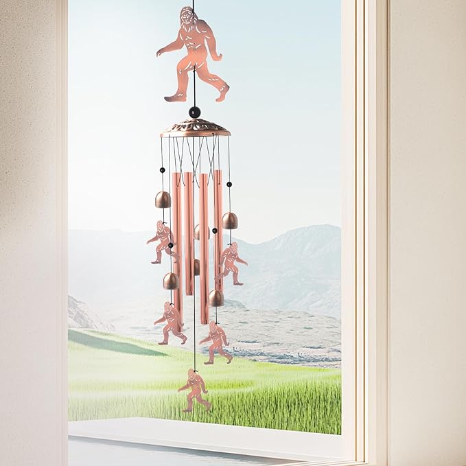 Brass Bigfoot Wind Chime,Handmade Unique Wind Chimes for Outside Clearance, Garden Gift for Yard Decorations Outdoor, Perfect for Mom, Kids Meditation Lovers - Nursery, Patio Garden Decor