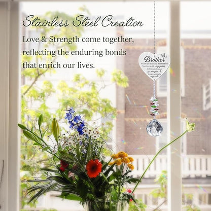 Sympathy Gifts for Loss of Brother,Brother in Heaven Ornaments, Memorial Crystal Suncatcher,Memorial Gifts for Loss of Brother,Christmas Tree Window Rainbow Maker Prisms Home Decor Gift