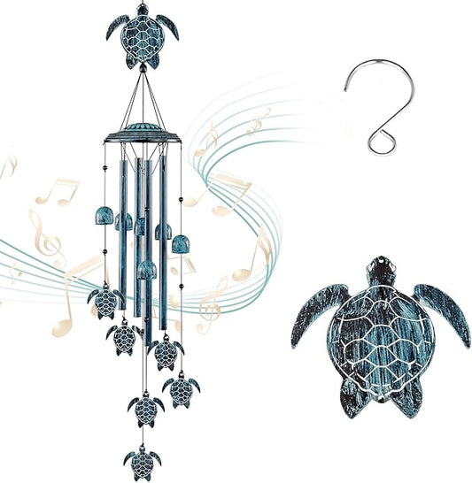 LESES Wind Chimes Sea Turtle Wind Chime for Outside with 4 Aluminum Tubes, Windchimes Outdoors Clearance Home Garden Patio Decor Memorial Wind Chimes for Mom Grandma Unique Birthday Festival Gifts