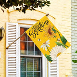 AVOIN colorlife Daisy Sunflower Hello Sunshine House Flag 28x40 Inch Double Sided, Summer Seasonal Holiday Burlap Yard Outdoor Decoration Yellow