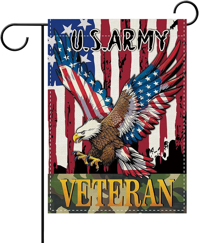 Dyrenson 4th of July Patriotic Bald Eagle Decorative Garden Flag, America USA Army Veteran Yard Outside Home Decoration, American Burlap Outdoor Small Decor Double Sided 12 x 18