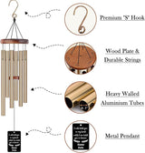 Personalized Custom Wind Chimes Memorial Engraved Gifts for Loss of Loved One Mother Dad Mom Dog Pet Customized Outdoor Sympathy Wind Chimes with Photo Text
