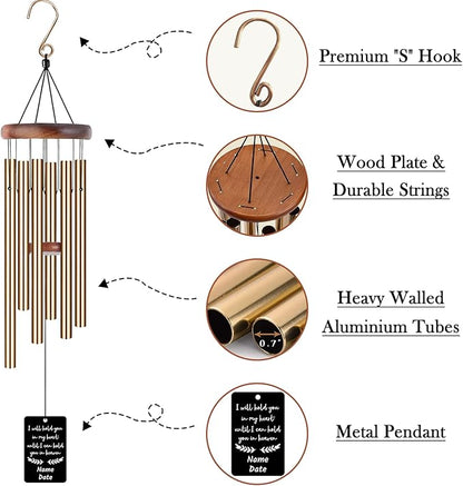 Personalized Custom Wind Chimes Memorial Engraved Gifts for Loss of Loved One Mother Dad Mom Dog Pet Customized Outdoor Sympathy Wind Chimes with Photo Text