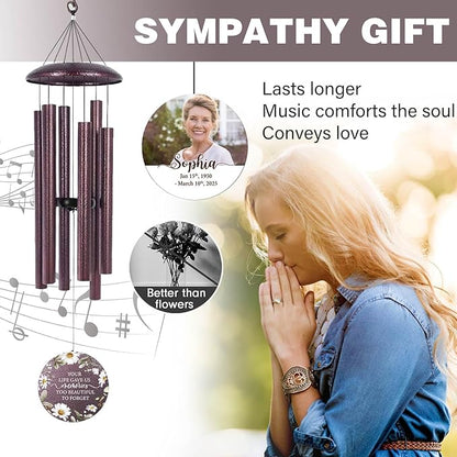 ASTARIN Custom Picture Memorial 32 inch Wind Chimes, Loss of Father Mother Sympathy Gift, Memorial Gifts for Loss of Son, Gifts for Grieving Friends, Sympathy Wind Chimes, Produced in USA